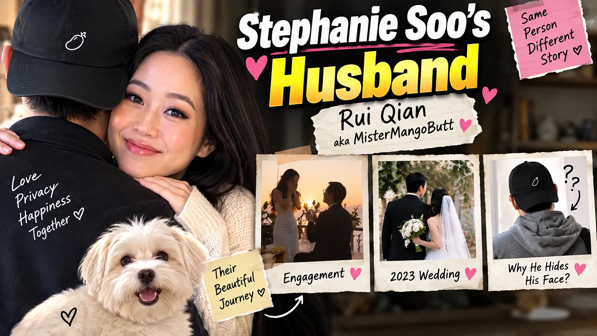 Stephanie Soo's husband Rui Qian (MisterMangoButt) — engagement, 2023 wedding, and why he hides his face